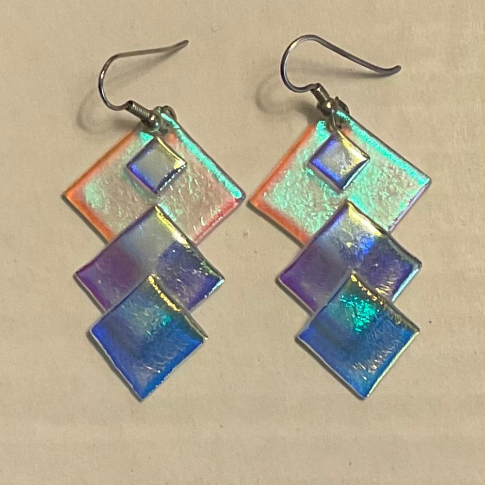 Iridescent Glass Dangle Earrings